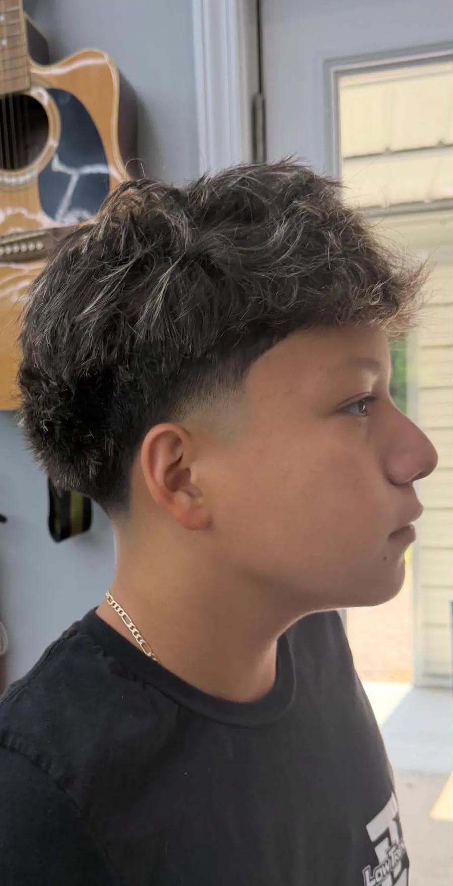Side profile fade and textured haircut